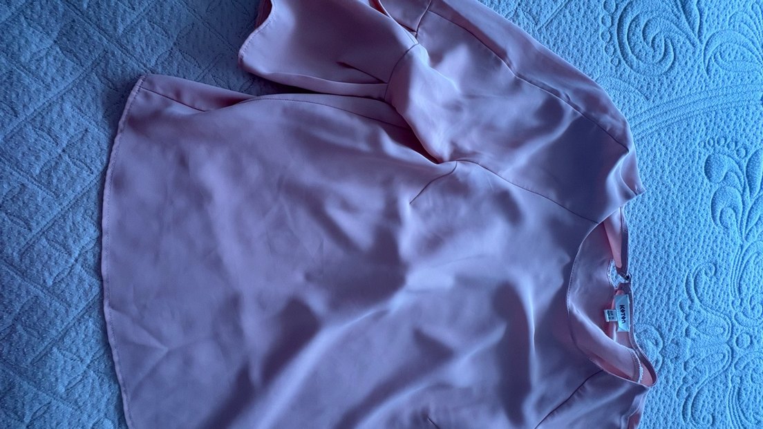 Pembe V Yakalı Midi  Bluz - Görsel 4