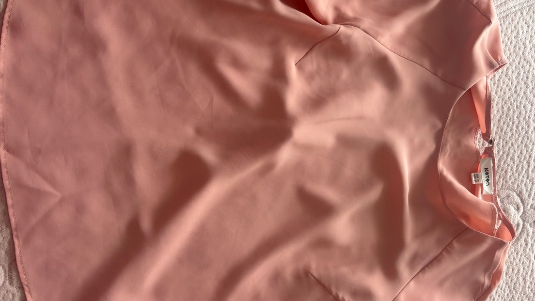 Pembe V Yakalı Midi  Bluz - Görsel 2