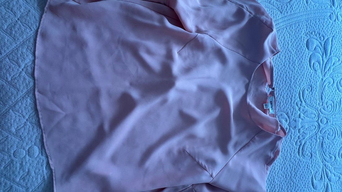 Pembe V Yakalı Midi  Bluz - Görsel 3