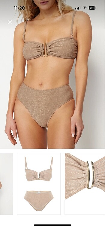 m Beden camel Renk Vizon simli bikini takım