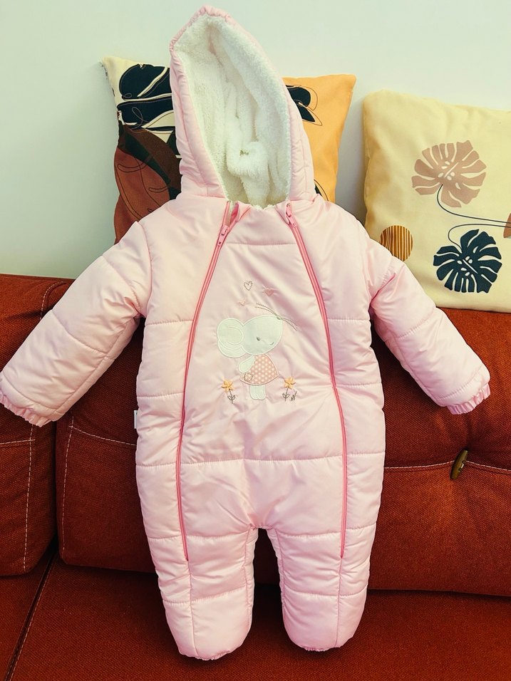 Kız Bebek Pembe Kapüşonlu Tulumu - Görsel 2