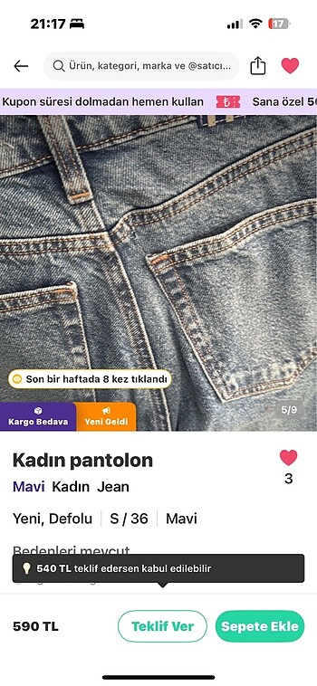 m Beden Mavi jeans defolu bedenleri var