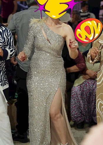 Işıltılı Tek Omuzlu Uzun Abiye Elbise