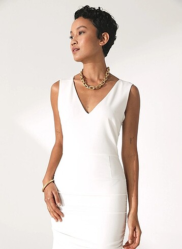 ZARA BEYAZ KISA ELBİSE