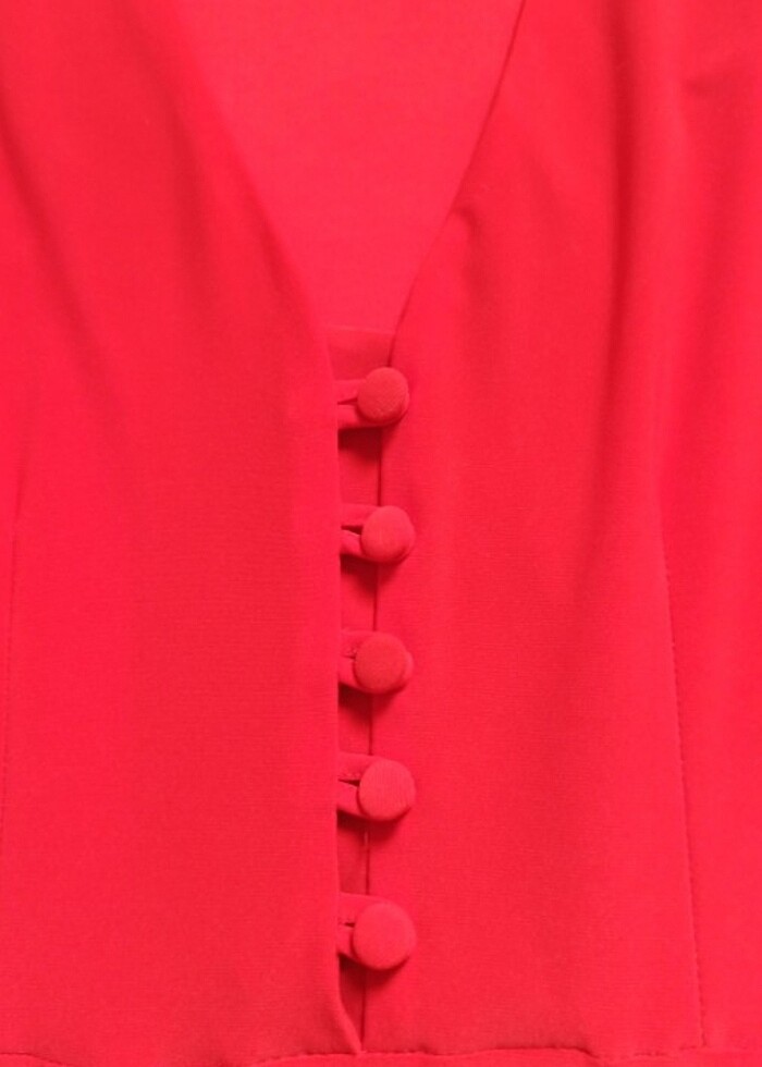 Kırmızı midi elbise - Görsel 4