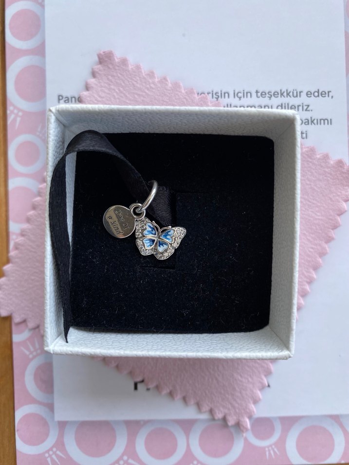 Mavi Boncuklu Kelebek Kadın Charm - Görsel 3