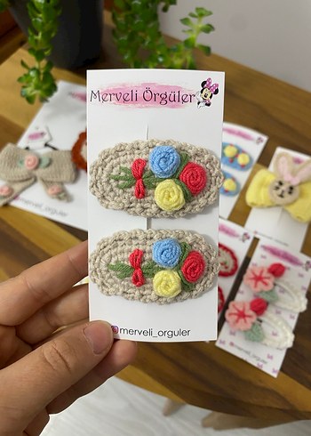 Nakışlı Örgü Çok Renkli Çocuk Toka - Görsel 2