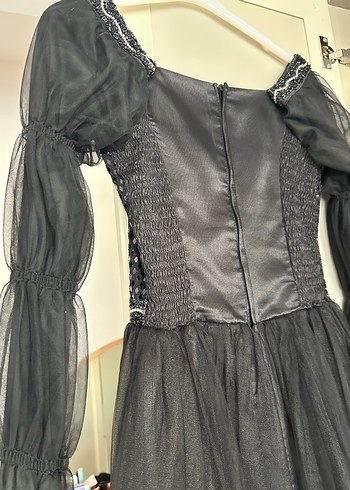 9 Yaş Beden Siyah Uzun Kollu Gotik Genç Kız Çocuk Elbise