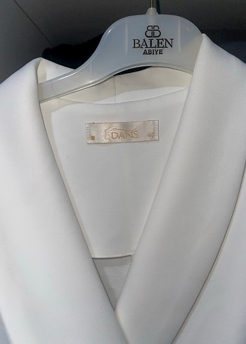 Beyaz Uzun Kollu Modern Klasik Kadın Elbise - Görsel 2