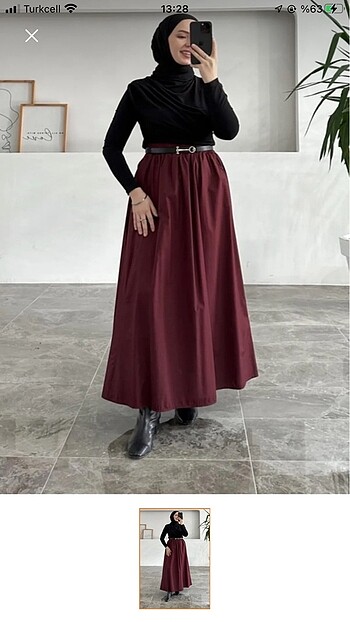 Bordo Uzun Etek