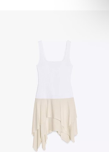 Zara Piliseli Midi Keten Beyaz Straplez Atlet