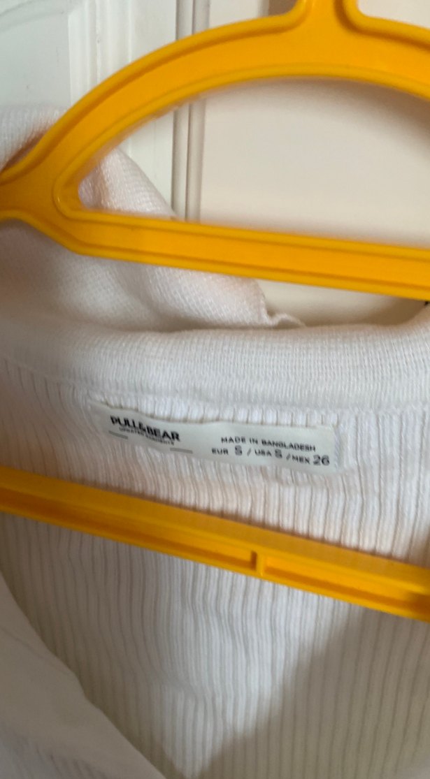 Beyaz V Yaka Uzun Kollu Triko Kadın Kazak - Görsel 2