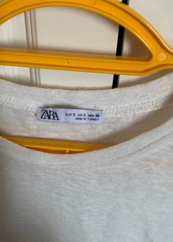 Beyaz Keten Kısa Kollu Tişört - Görsel 3