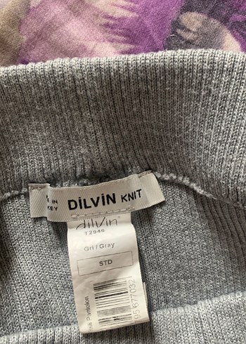 Gri Kadın triko Tayt - Görsel 5