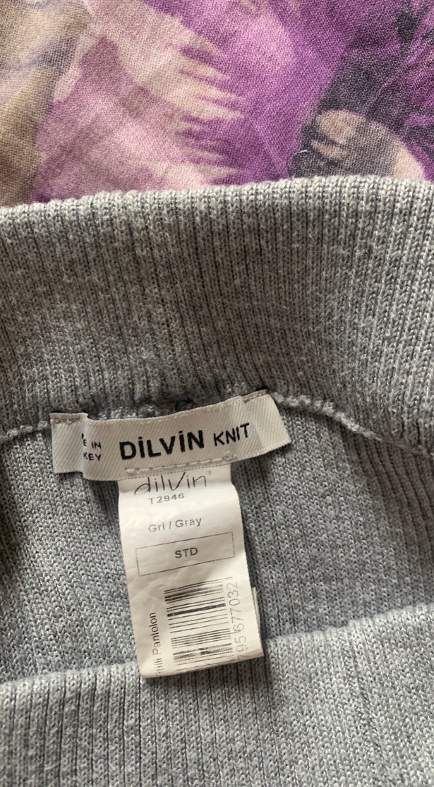 Gri Kadın triko Tayt - Görsel 5