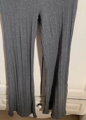 Gri Kadın triko Piliseli Pantolon - Görsel 3