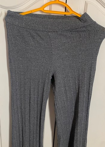Gri Kadın triko Piliseli Pantolon - Görsel 2