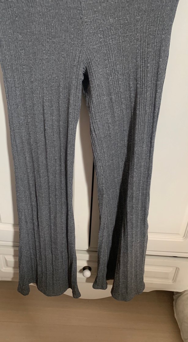 Gri Kadın triko Piliseli Pantolon - Görsel 3