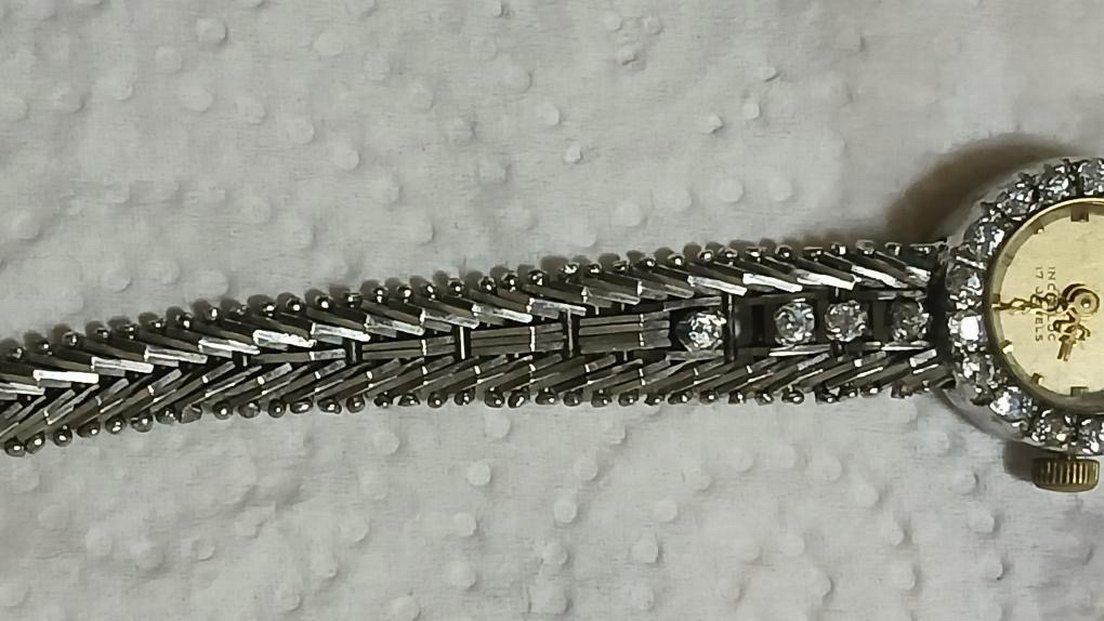 Pırlanta taşlı gümüş vintage saat - Görsel 3