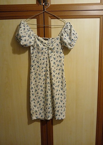 Bohem Tarz Midi Beyaz Çiçekli Elbise - Görsel 2