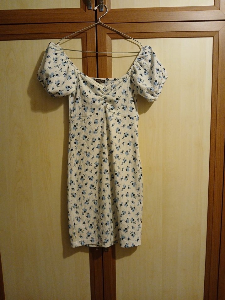 Bohem Tarz Midi Beyaz Çiçekli Elbise - Görsel 2