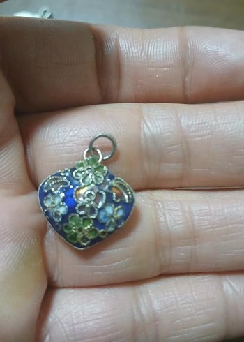 Mavi İşlemeli Boncuklu Bohem Kadın Kolye Ucu - Görsel 2