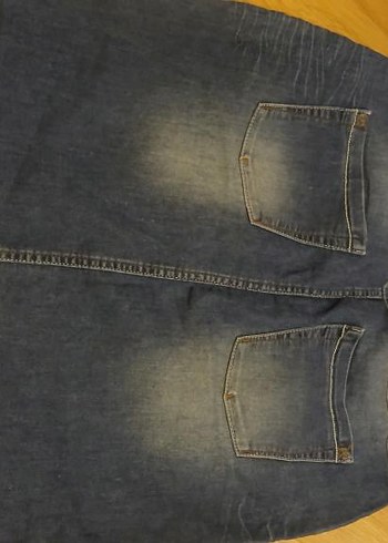 Düğmeli Gri Mavi Kadın Midi Kot Etek - Görsel 3