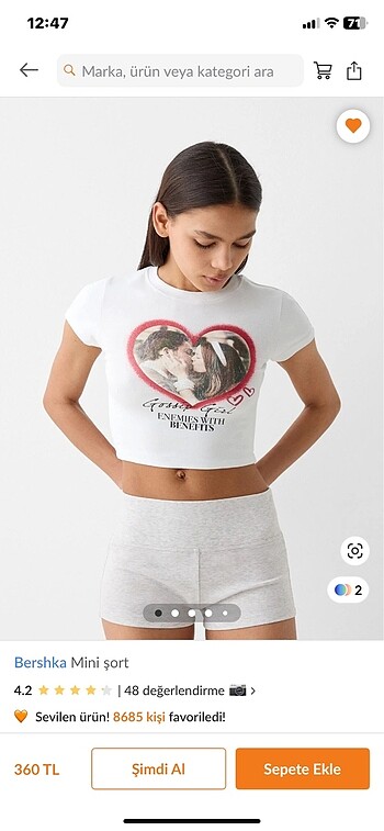 Bershka Mini Gri Şort