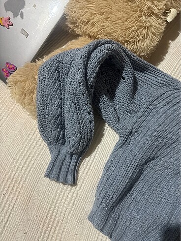 universal Beden Crop mavi hırka oversize