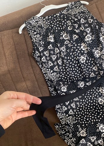 Siyah krem Desenli Bohem elbise - Görsel 7