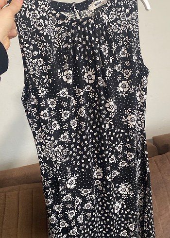 Siyah krem Desenli Bohem elbise - Görsel 3