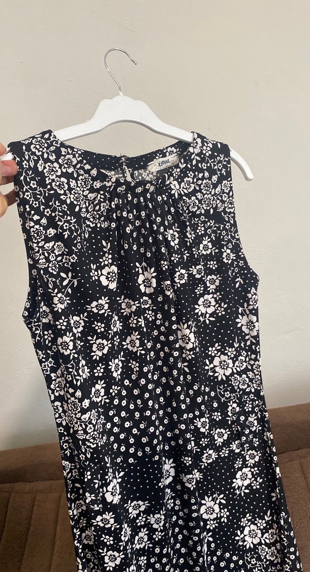 Siyah krem Desenli Bohem elbise - Görsel 5