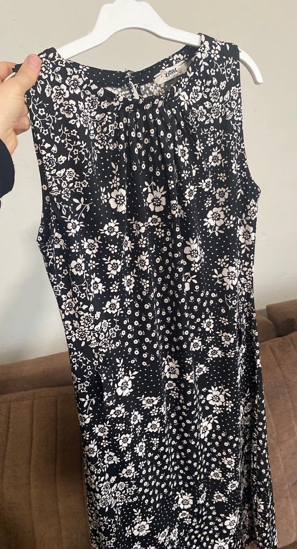 Siyah krem Desenli Bohem elbise - Görsel 3