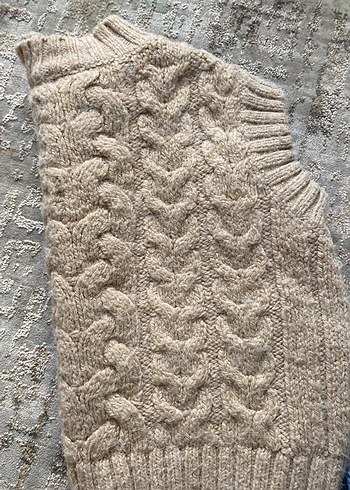 Bej Örgü kız çocuk Süveter - Görsel 3