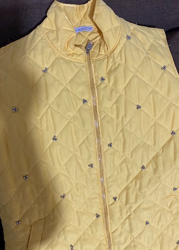 Sarı Düğmeli Uzun Kadın Yelek - Görsel 3