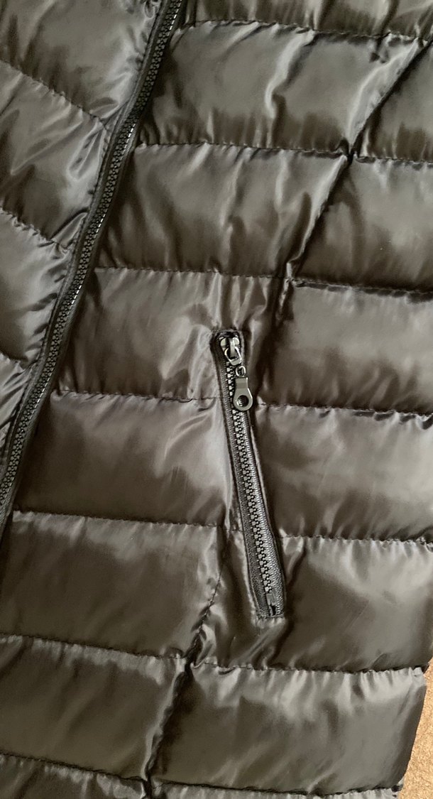 Kürk Detaylı Gri Kadın Uzun şişme Yelek - Görsel 4