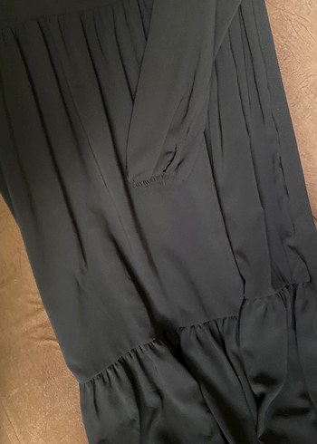 Siyah Uzun Kollu Salaş Bohem Elbise - Görsel 4