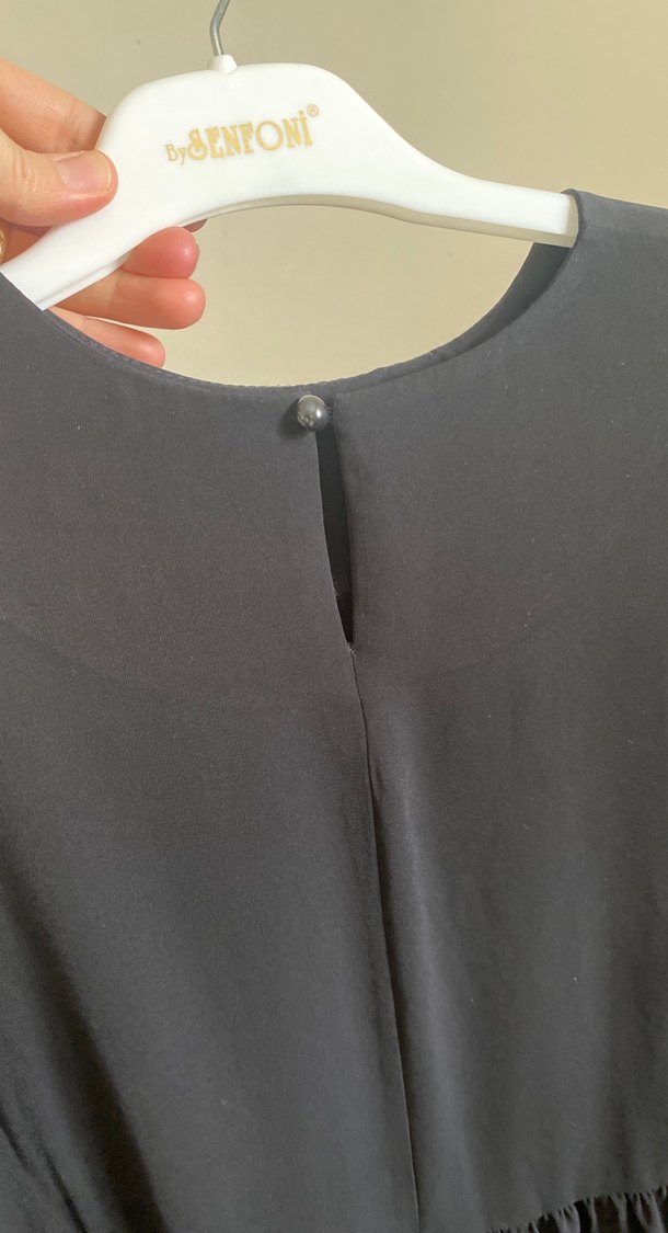 Siyah Uzun Kollu Salaş Bohem Elbise - Görsel 5