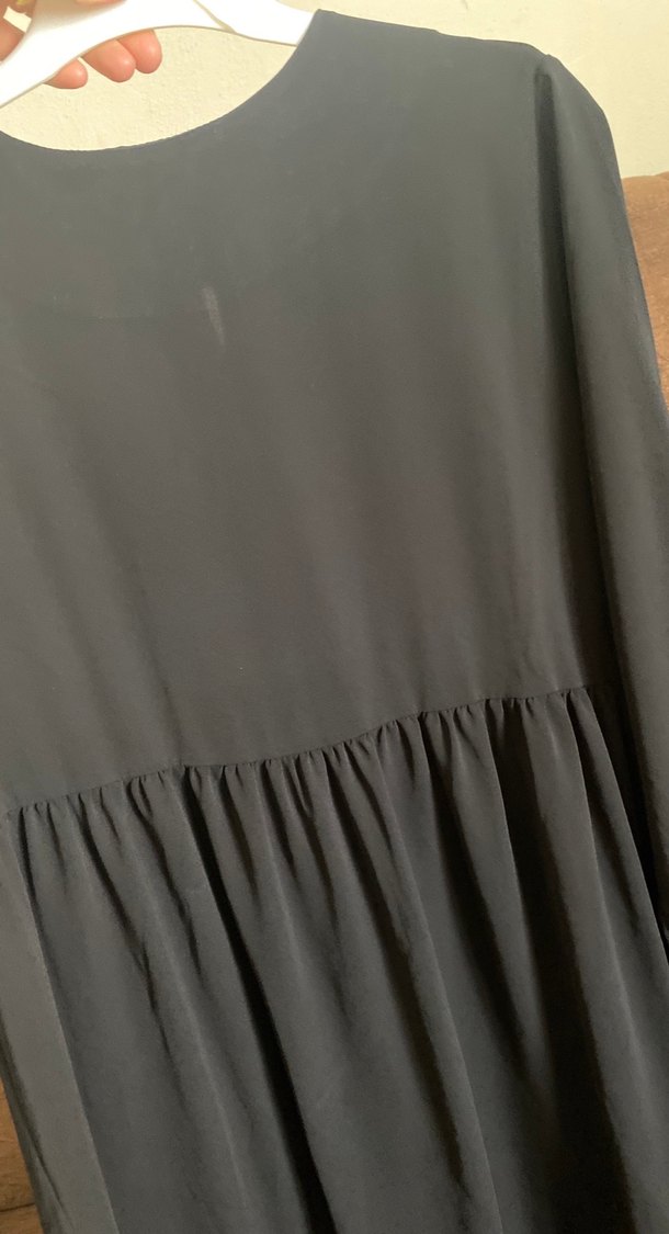 Siyah Uzun Kollu Salaş Bohem Elbise - Görsel 3