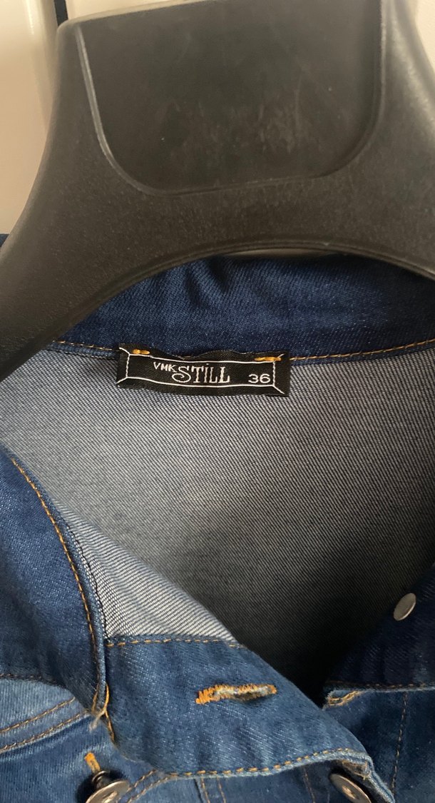 Düğmeli Mavi Kadın Denim Ceket - Görsel 3