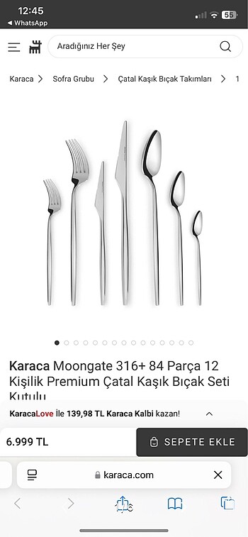 Karaca Moongate 316+ 84 Parça 12 Kisilik Premium Çatal Kagik Biç