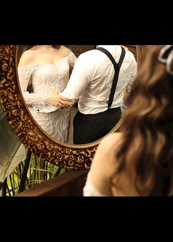 Uzun Kollu Balık Model Gelinlik - Görsel 4