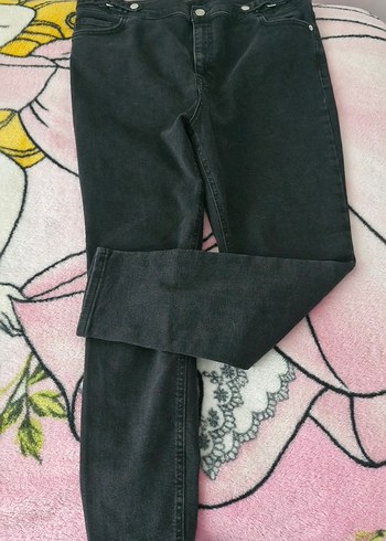 Düğmeli Siyah Kadın Kot Pantolon - Görsel 2