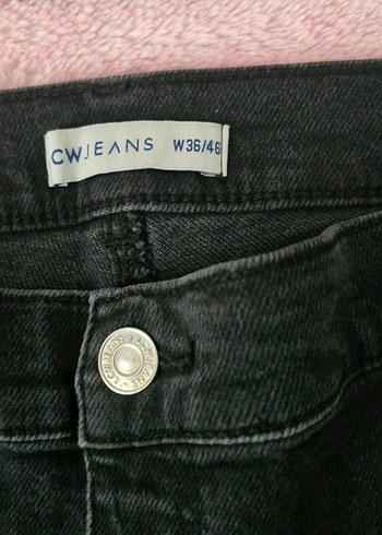 Düğmeli Siyah Kadın Kot Pantolon - Görsel 4