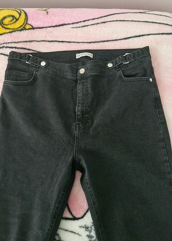 Düğmeli Siyah Kadın Kot Pantolon - Görsel 5