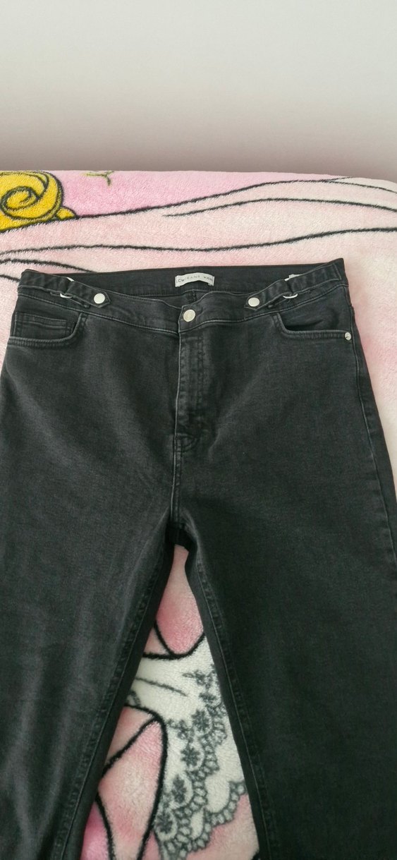 Düğmeli Siyah Kadın Kot Pantolon - Görsel 5