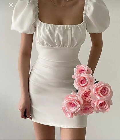 Beyaz mini elbise - Görsel 5