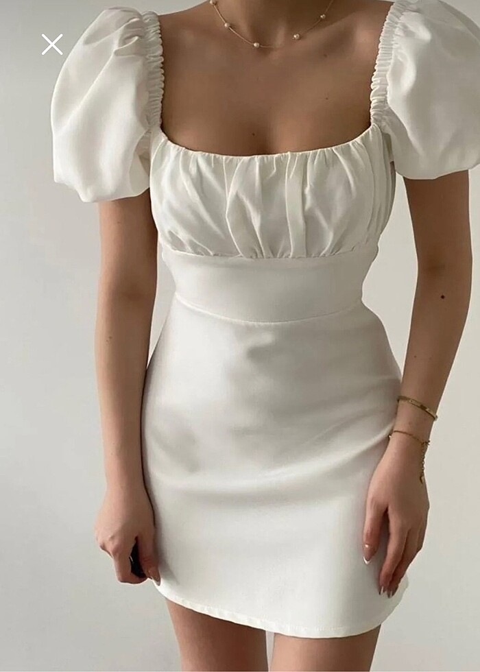 Beyaz mini elbise - Görsel 2