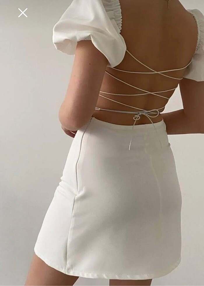 Beyaz mini elbise - Görsel 3