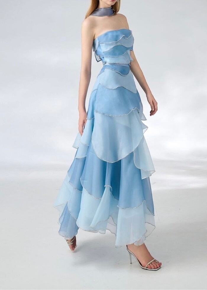 Alfabeta söz mavi midi elbise - Görsel 2